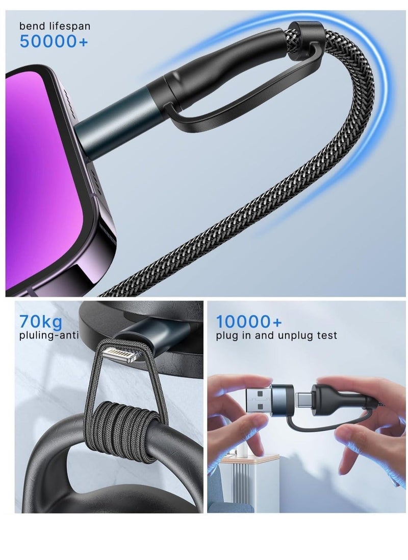Generic - USB C Lightning Adapter Cable, USB C to USB C Adapter 60W PD [Fast Charging & Data Sync] 4 in 1 Multi Charger Cord for iPhone 14 13 12,MacBook Pro 2023 iPad Mini 6/Pro,Samsung Galaxy S22 S21 S20 - Image 1