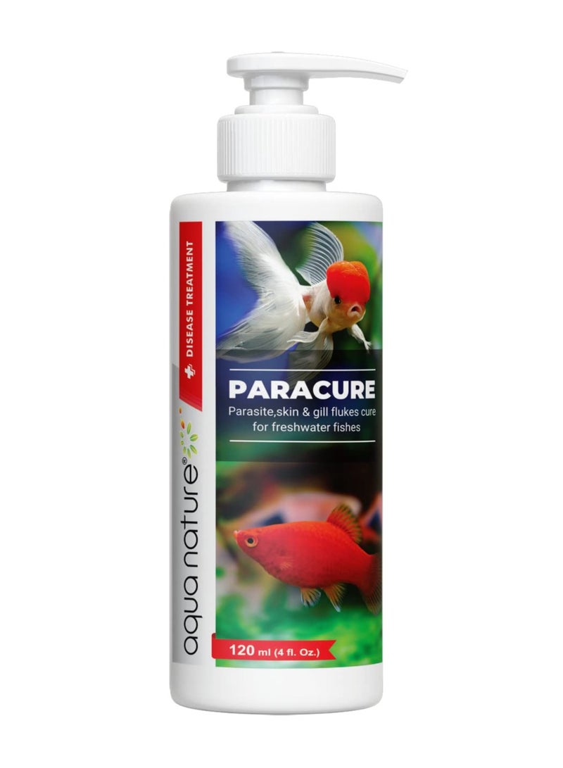 aqua nature Aqua Nature PARACURE Parasite, Skin & Gill flukes Cure for Freshwater Aquarium Fishes (120ml)  - Image 1