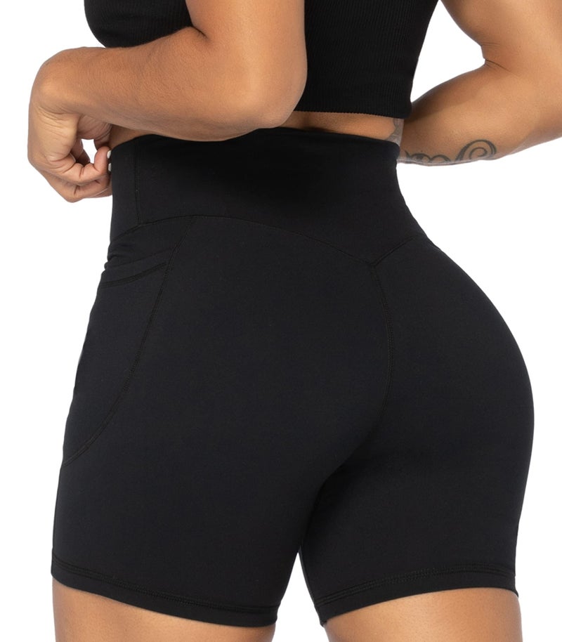Sunzel 8" / 5" / 3" Biker Shorts for Women with Pockets, High Waisted Yoga Workout Shorts Black X-Small - Image 4