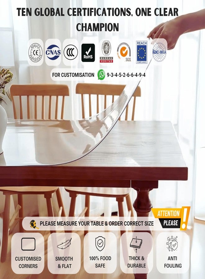 MR.CLEAR Max Shield | India’s 1st & Only Antibacterial Table Cover | (60 x 36 Inches, 2mm) | 4 & 6 Seater Waterproof PVC Cloth | Office & Home Dining Tables Top Thick & Water Proof Clear Protector - Image 4