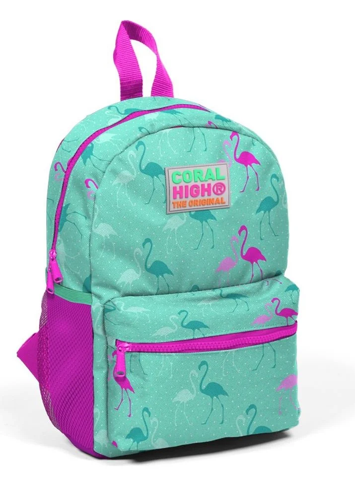 كورال هاي Kids Water Green Flamingo Patterned Two Compartment Nest Backpack 23339