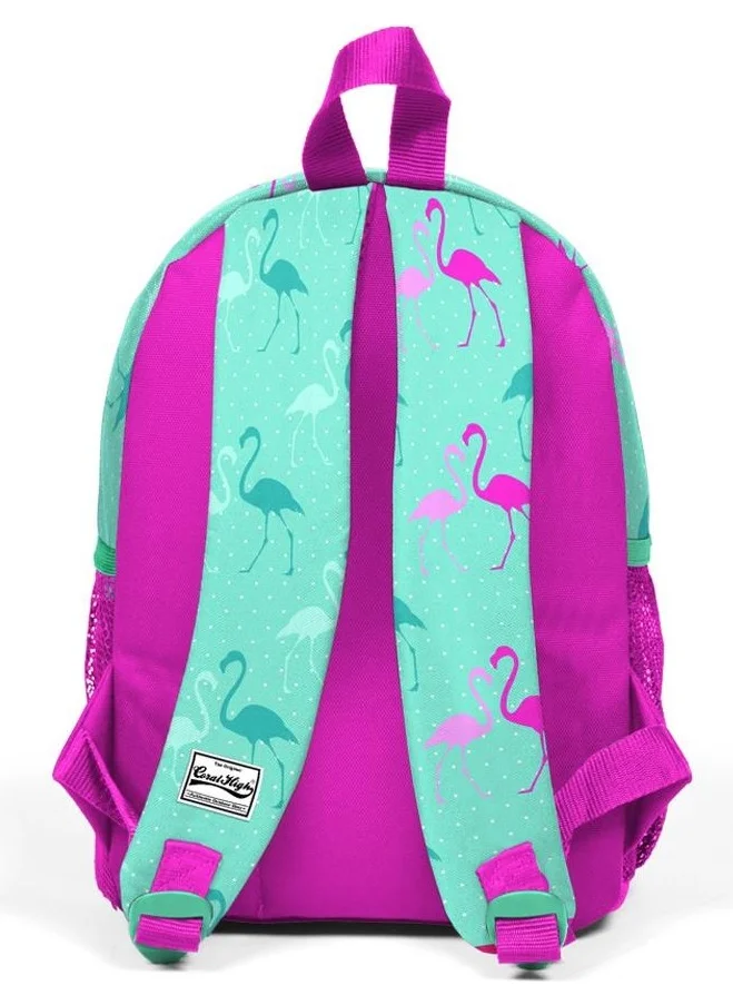 CORAL HIGH Kids Water Green Flamingo Patterned Two Compartment Nest Backpack 23339