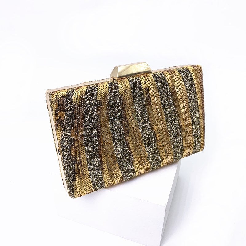 Canli Striped Beads Evening Bag Fashion Sequin Clutch Bag Evening Bag Clutch Bag - Image 3