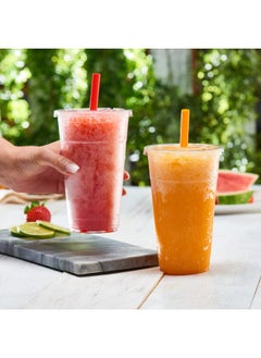 Comfy Package Comfy Package [24 oz. - 100 sets Clear Plastic Cups With Flat Lids & Straws - Disposable Clear Drinking Cups For Iced Coffee, Cold Drinks, Milkshakes, and Smoothies  - Image 2