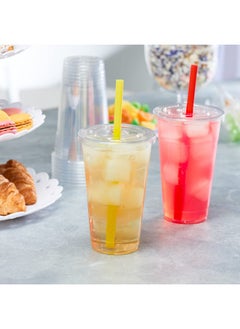 Comfy Package Comfy Package [24 oz. - 100 sets Clear Plastic Cups With Flat Lids & Straws - Disposable Clear Drinking Cups For Iced Coffee, Cold Drinks, Milkshakes, and Smoothies  - Image 5