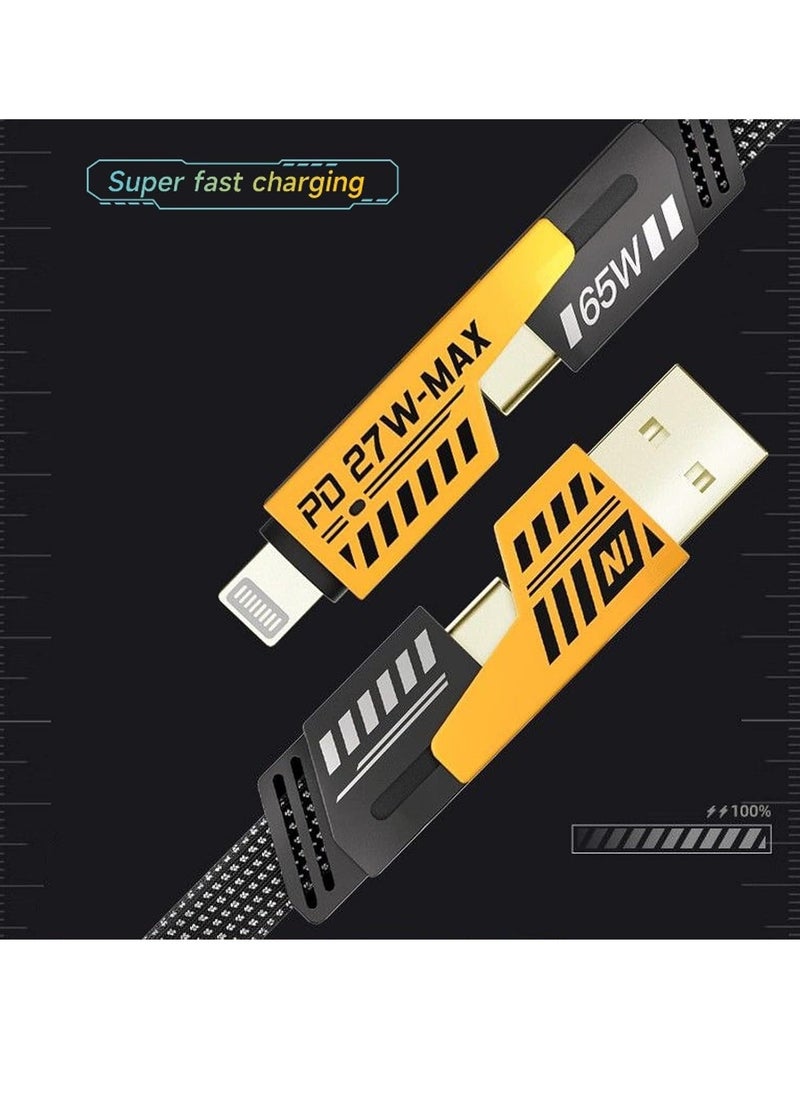 JAJEEK "4-in-1 Convertible Metal Fast Data Cable – 65W Braided USB-C, USB-A Cable for iPhone, iPad, MacBook, Samsung, Android (1.2M)" - Image 5