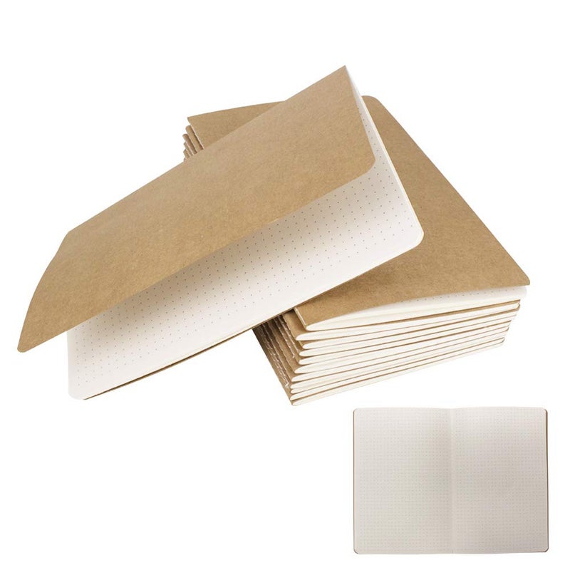 zmybcpack 12 Pack 8.25x5.5 Inches Dot Grid Paper Notebook/ A5 Size Dot Journal Notebook, Dot Grid Subject Notebooks Wire-Bound with Kraft Cover, 30 Sheets/60 Dot Pages - Image 1