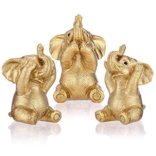 CYYKDA Elephant Statue.Elephant Decor for Women,Mom Gifts.Elephant Figurines Brings Good Luck.Gold Home Decor Modern Style Figurine Decorative Ornaments for Living Room, Bedroom, Office Desktop, Cabinets - Image 1