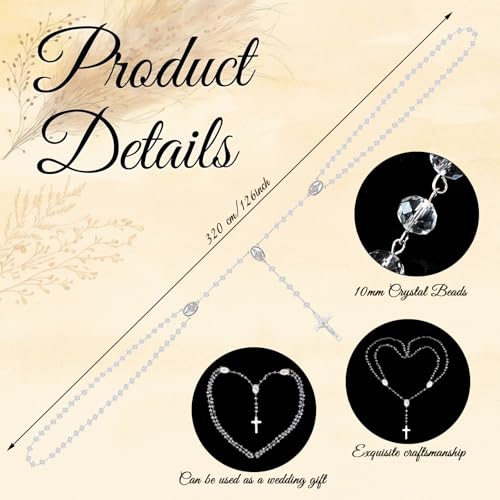 Wowangce Crystal Wedding Lasso for Ceremony Wedding Cord Wedding Lazo with Gift Box De Bodas Arras Rope Lazo para Boda Catolica Bridal Unity Cord Perlas for Filipino Mexico Hispanic Weddings Gift - Image 3