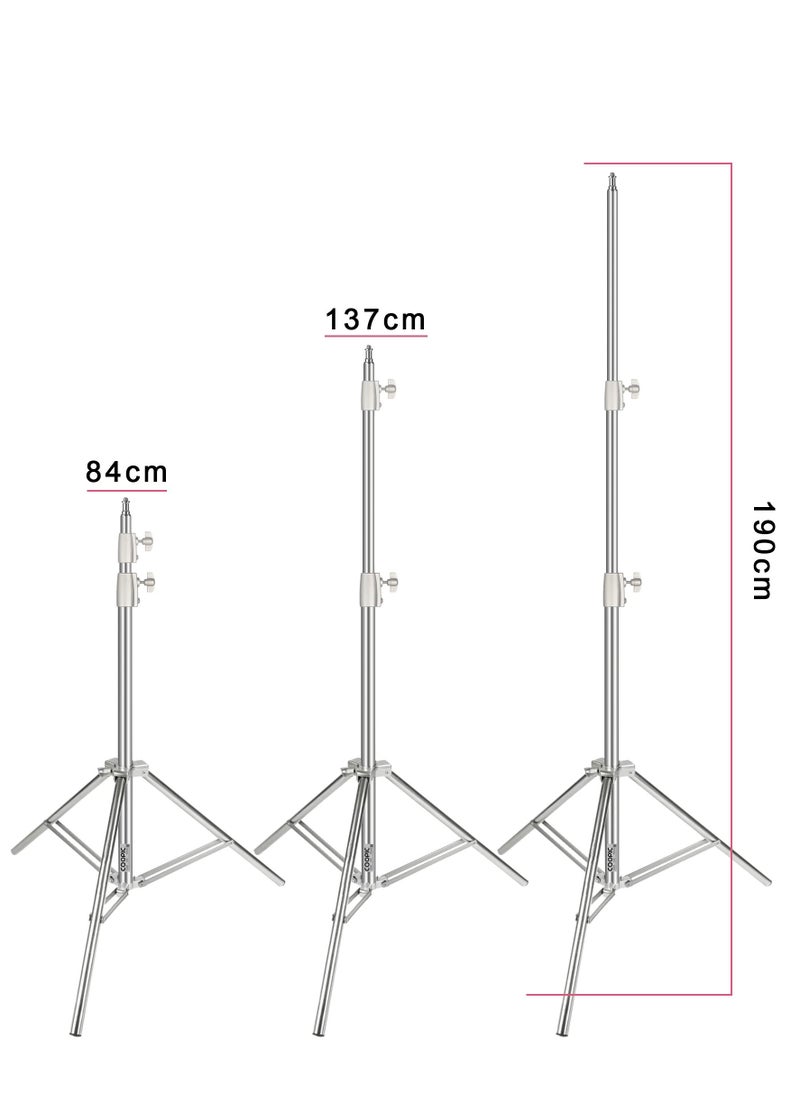 Coopic - 2pcs L200S 78.74inch/200cm Stainless Steel Photography Video Tripod Light Stand with Carrying Bag made for Reflectors, Softboxes, Lights, Umbrellas - Image 1