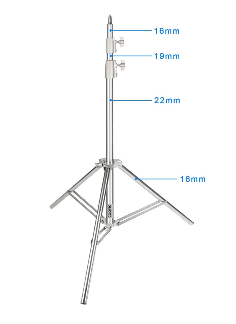 Coopic - 2pcs L200S 78.74inch/200cm Stainless Steel Photography Video Tripod Light Stand with Carrying Bag made for Reflectors, Softboxes, Lights, Umbrellas - Image 1