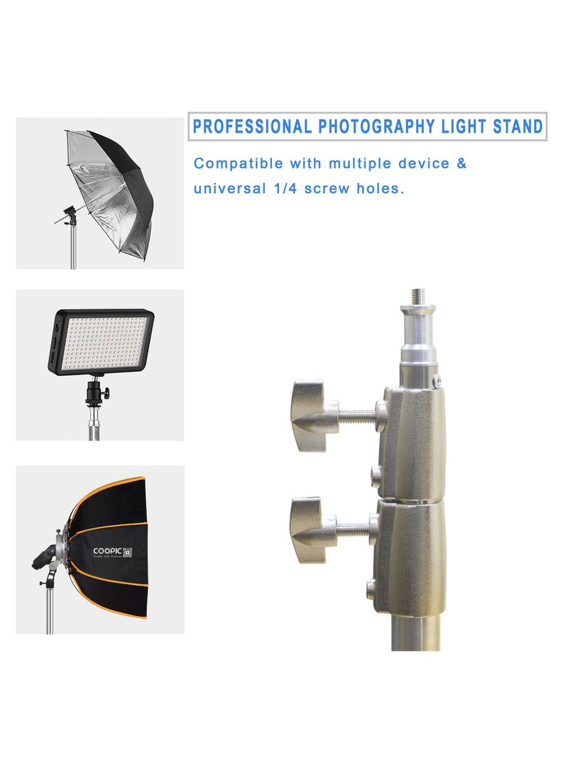 Coopic - 2pcs L200S 78.74inch/200cm Stainless Steel Photography Video Tripod Light Stand with Carrying Bag made for Reflectors, Softboxes, Lights, Umbrellas - Image 1