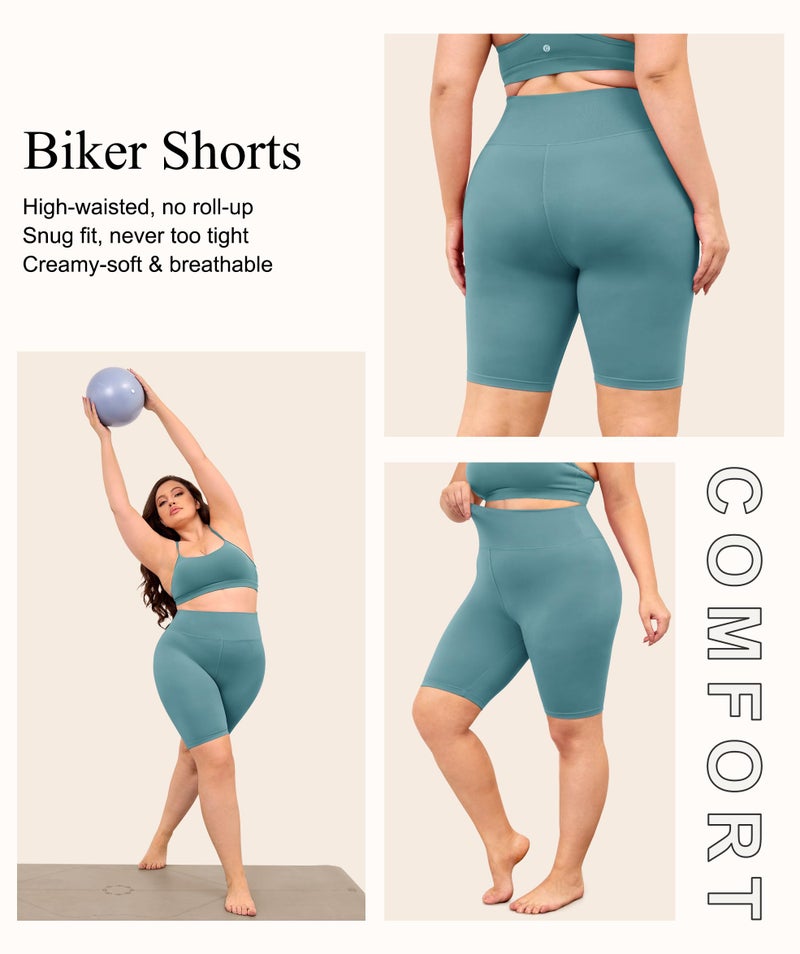 VALANDY Creamlush Plus Size Biker Shorts for Women - 8" High Waisted Ultra Soft Yoga Shorts(L-5XL) - Image 4