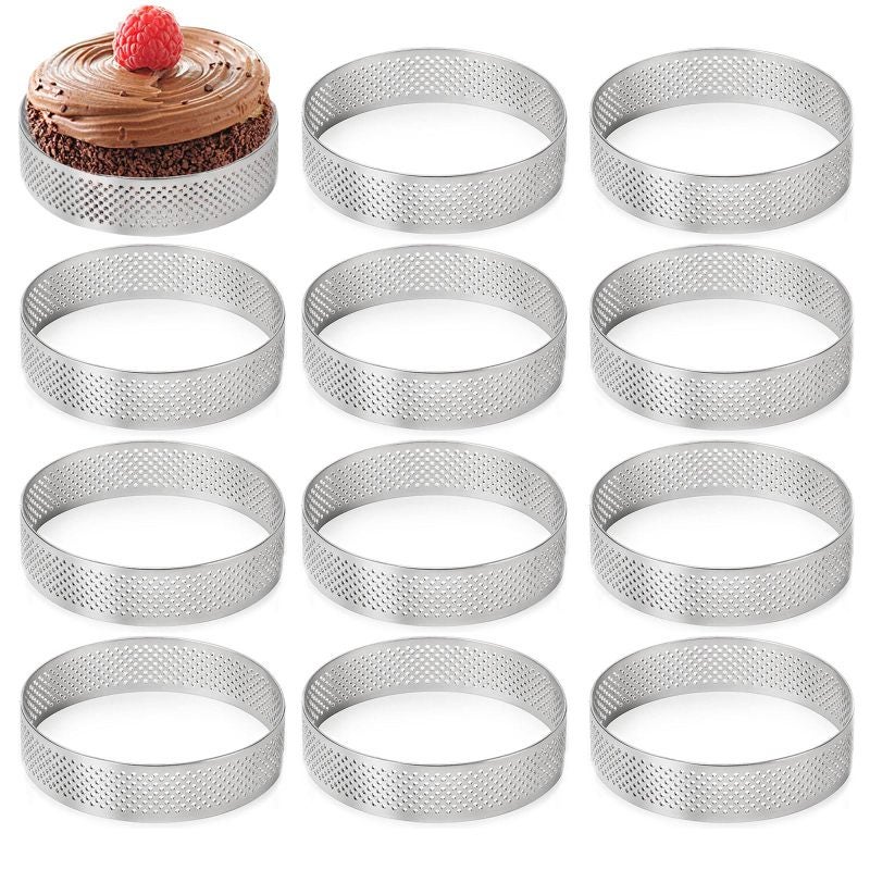 Perforated Baking Rings: 15 Silver Stainless Steel 5*5*2cm Heat-Resistant Rust-Resistant - Reusable Easy To Clean Cake Rings for Home Baking Professional Pastry Making Family DIY Baking - Image 2