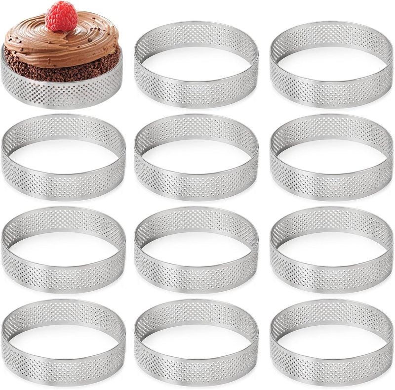 Perforated Baking Rings: 15 Silver Stainless Steel 5*5*2cm Heat-Resistant Rust-Resistant - Reusable Easy To Clean Cake Rings for Home Baking Professional Pastry Making Family DIY Baking - Image 3