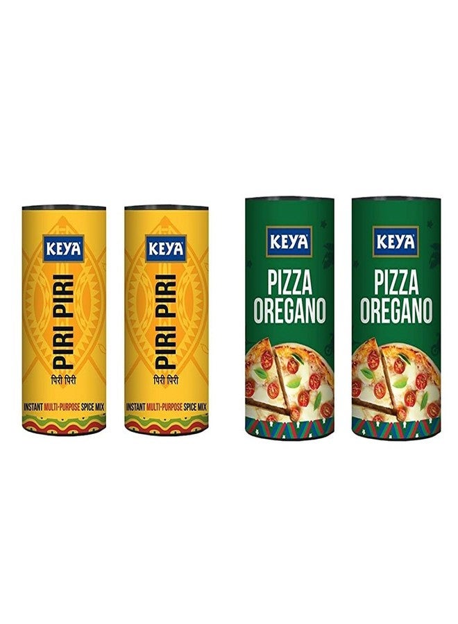 Keya Piri Piri | Exotic Spices Mix 80gm, Pack 2 & Keya Italian Pizza Oregano 80gm, Pack 2 - Image 1