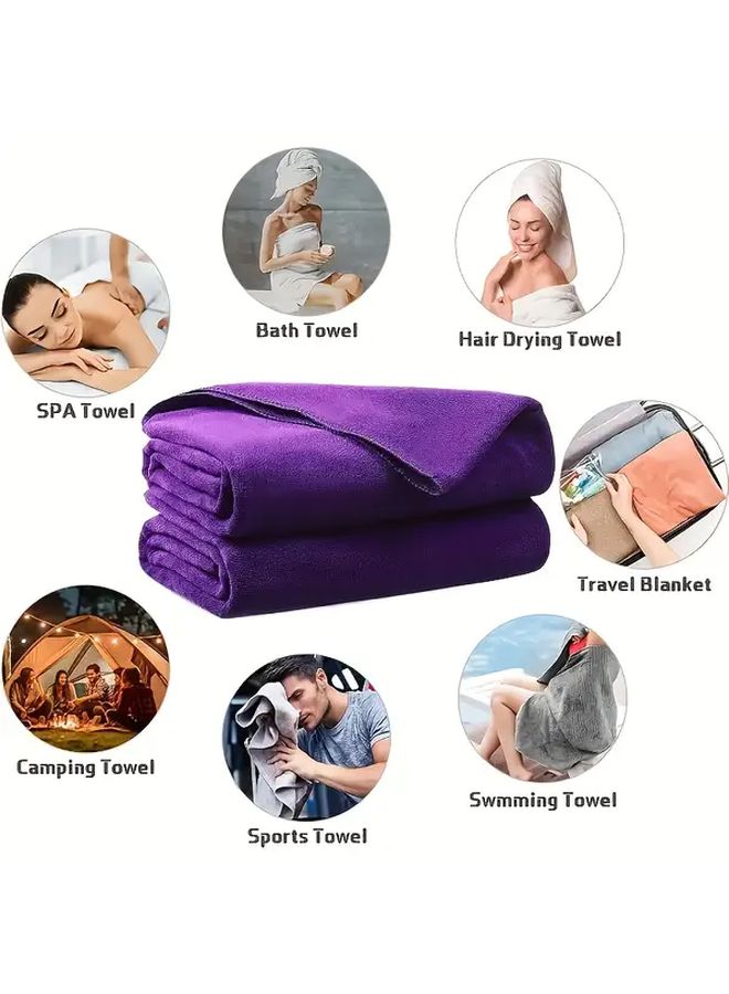 White Oversized Microfiber Bath Towel 100x200cm Highly Absorbent Quick Dry Soft - Image 4