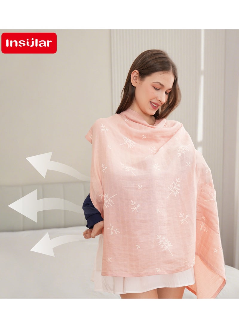 insular Cotton Nursing Cover for Breastfeeding, 360° Coverage, Breathable and Portable, Leaves Pattern, Privacy Breast Feeding Cover for Baby 120*85cm - Image 3
