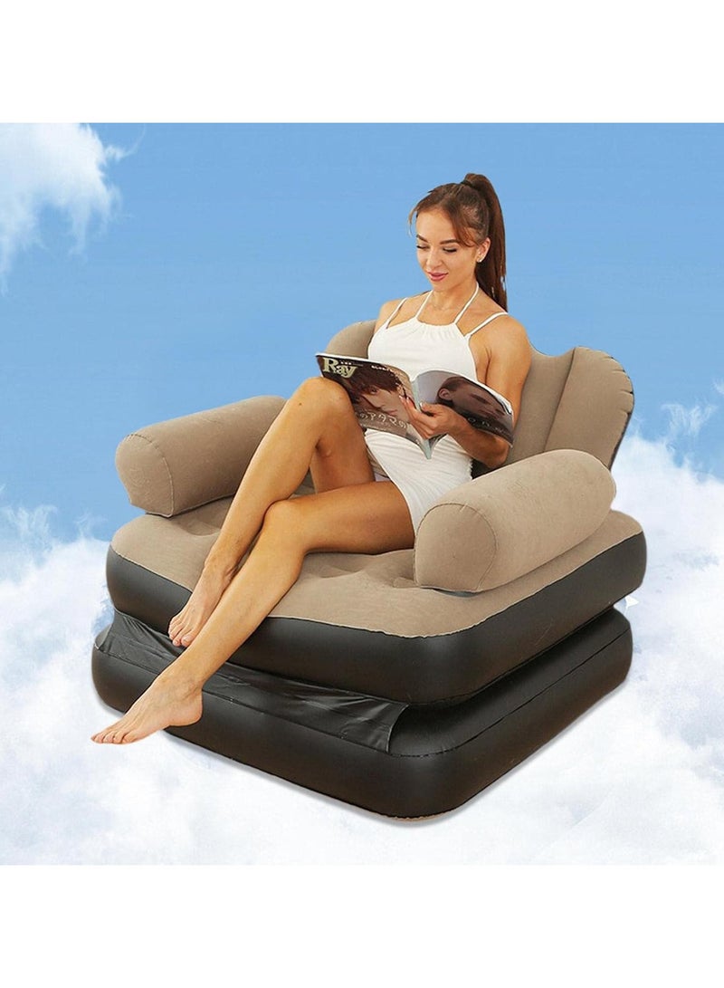 DubaiGallery New folding dual-purpose inflatable sofa bed thickened flocking PVC lazy sofa afternoon sleeping mattress Party Gift - Image 4