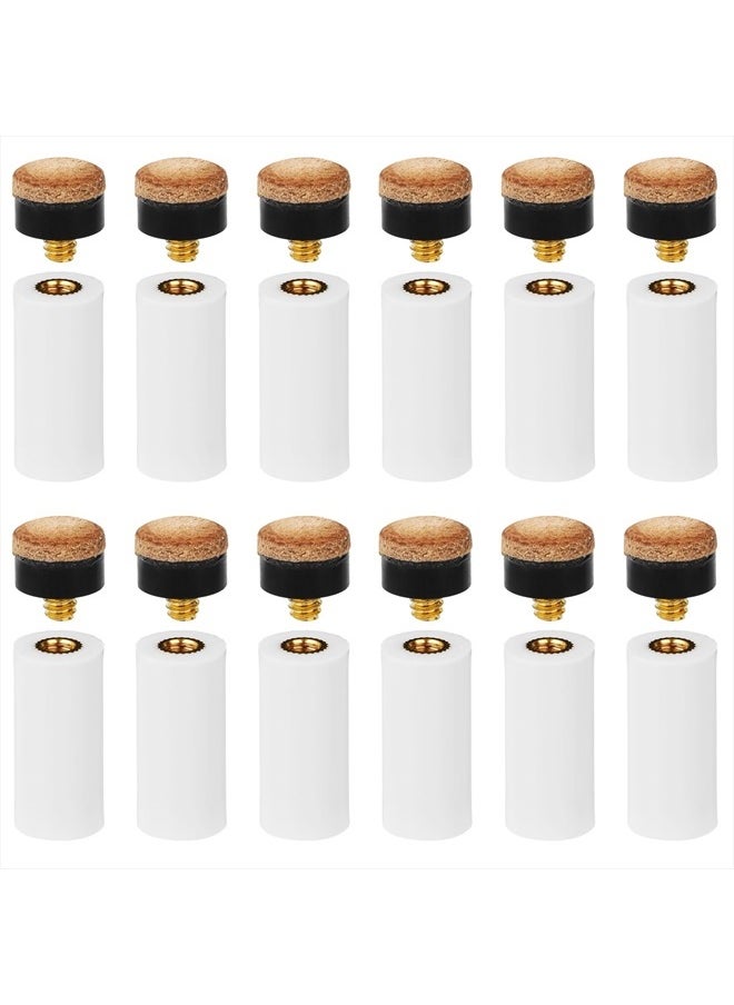 SAVITA 12pcs Pool Cue Tips, Screw-in Billiard Cue Tips Replacement 12mm Cue Stick Ferrules with Pool Stick Tips Brown Leather Billiard Cue Tips  - Image 1