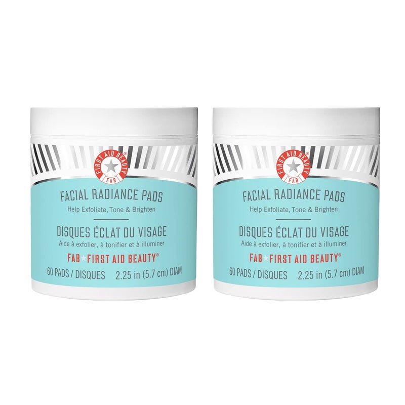First Aid Beauty - Facial Radiance Pads with Glycolic & Lactic Acids, Daily Exfoliating Pads with AHA, Visibly Smaller Pores, Help Tone & Brighten Skin, One-Step Makeup Prep, Compostable, 60, 2ct - Image 1