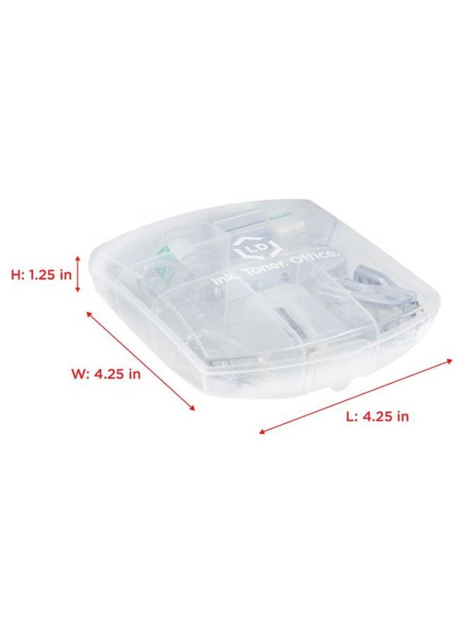 LD Products Clear Mini Office Supply Kit Portable Case with Scissors, Paper Clips, Tape Dispenser, Pencil Sharpener, Stapler & Staple Remover - Image 5
