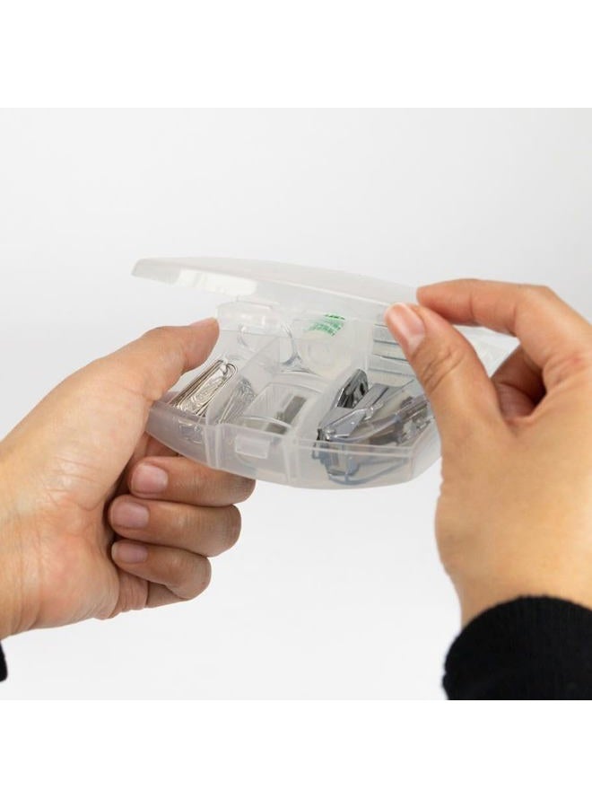 LD Products Clear Mini Office Supply Kit Portable Case with Scissors, Paper Clips, Tape Dispenser, Pencil Sharpener, Stapler & Staple Remover - Image 4