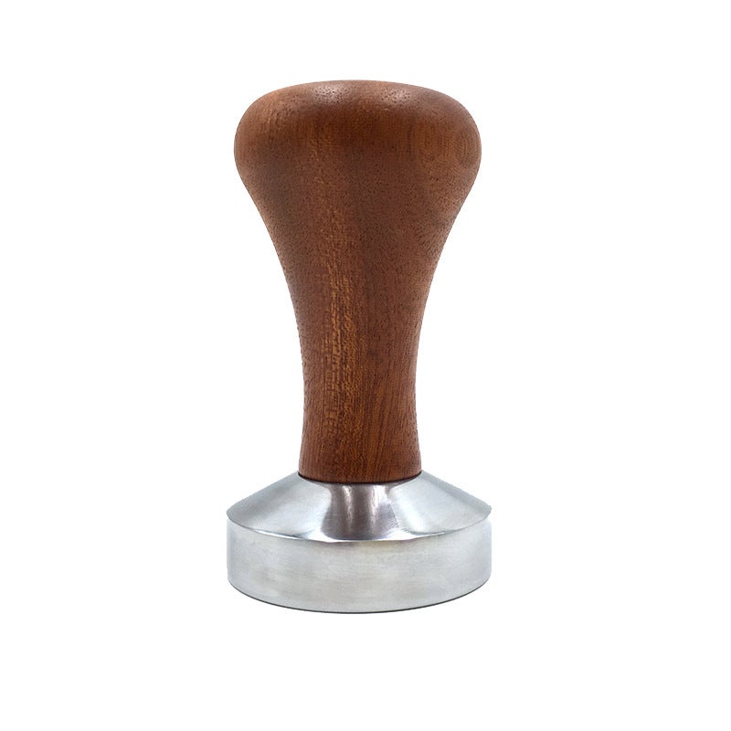 Italian solid wood handle powder hammer coffee machine 53mm stainless steel mahogany handle cloth powder press coffee powder hammer 53mm aluminum alloy - Image 5