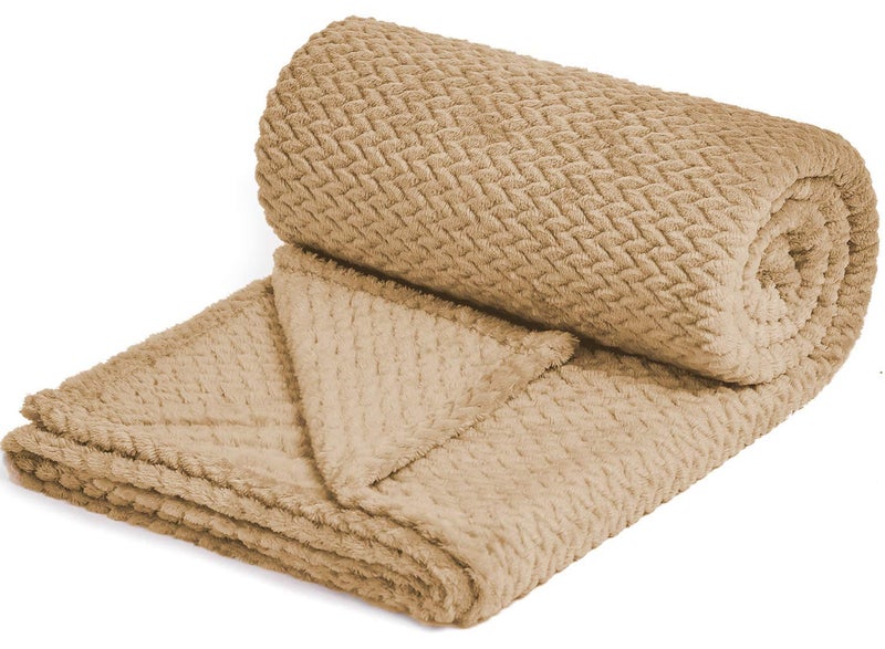 NEWCOSPLAY Super Soft Throw Blanket Premium Silky Flannel Fleece Leaves Pattern Lightweight Blanket All Season Use (Brown  Twin(60""x80"")) - Image 1