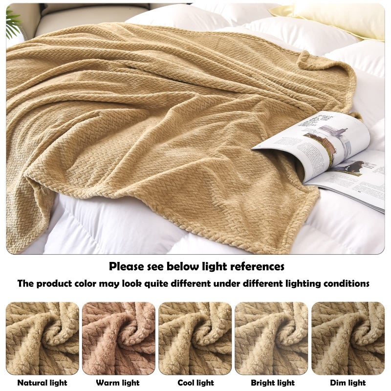 NEWCOSPLAY Super Soft Throw Blanket Premium Silky Flannel Fleece Leaves Pattern Lightweight Blanket All Season Use (Brown  Twin(60""x80"")) - Image 5