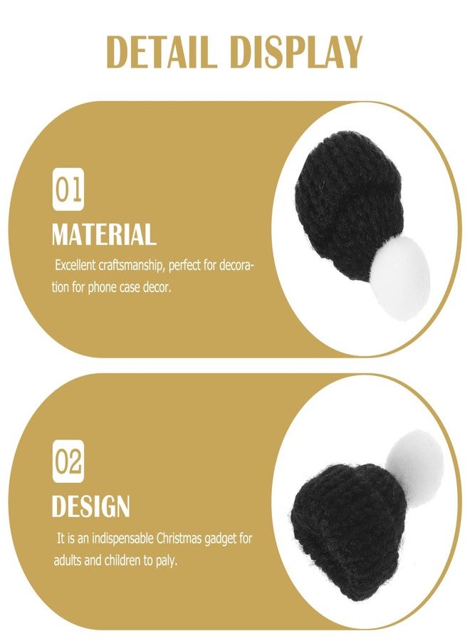 Amosfun 10Pcs Mini Knit Christmas Hat Small Santa Claus Cap Xmas Party Hat Ornament for Decoration Black - Image 2