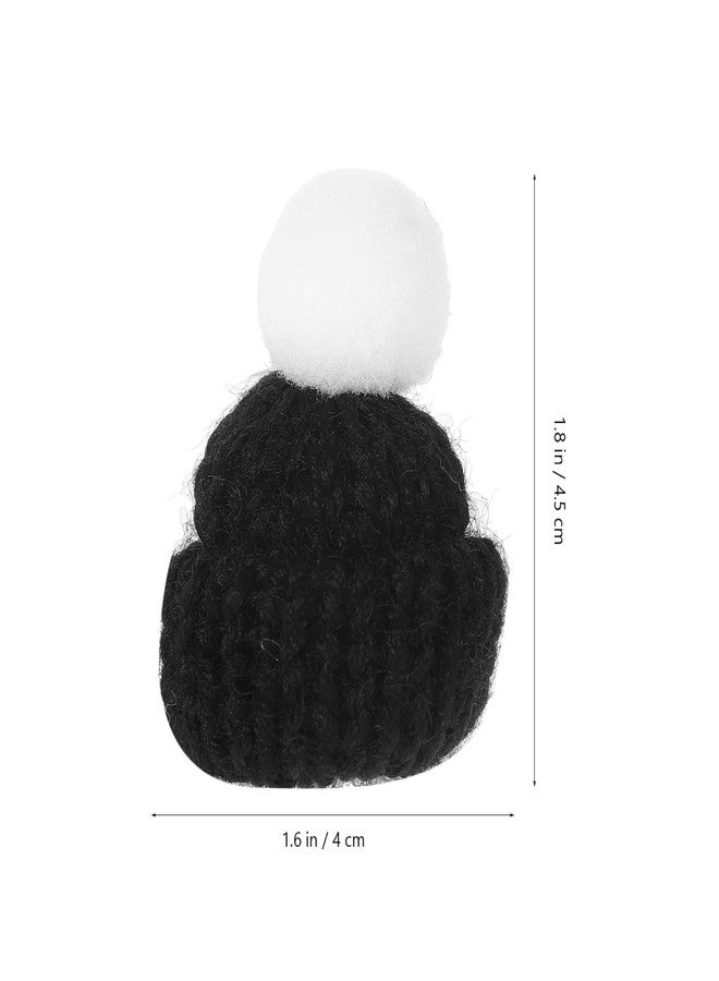 Amosfun 10Pcs Mini Knit Christmas Hat Small Santa Claus Cap Xmas Party Hat Ornament for Decoration Black - Image 4