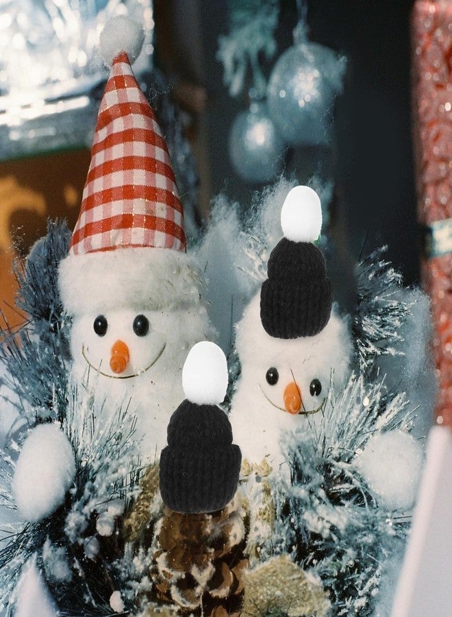 Amosfun 10Pcs Mini Knit Christmas Hat Small Santa Claus Cap Xmas Party Hat Ornament for Decoration Black - Image 5