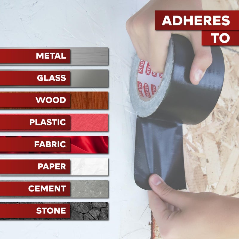 XFasten Super Strength Duct Tape, Black, 3" x 30 Yards, Indoor and Outdoor Duct Tape for School and Industrial Use- Waterproof and Weatherproof - Image 5