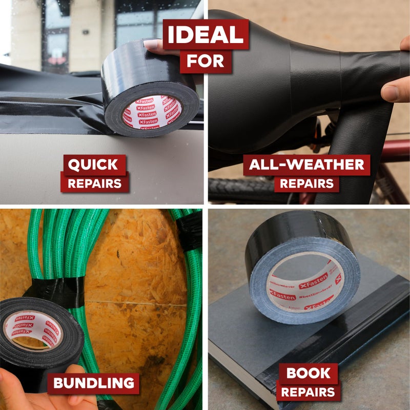 XFasten Super Strength Duct Tape, Black, 3" x 30 Yards, Indoor and Outdoor Duct Tape for School and Industrial Use- Waterproof and Weatherproof - Image 4