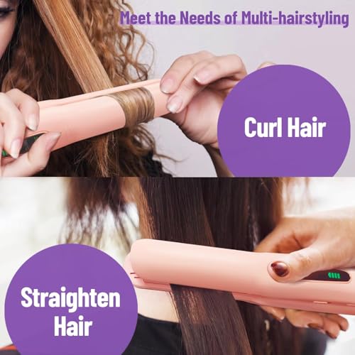 SUNMAY Cordless Hair Straightener, Titanium Portable Straightener for Travel, Dual Voltage Cordless Flat Iron Hair Straightener 2 in 1 with Comb & Clip for Women, Heat-up in Seconds, USB-C Fast Charge - Image 3