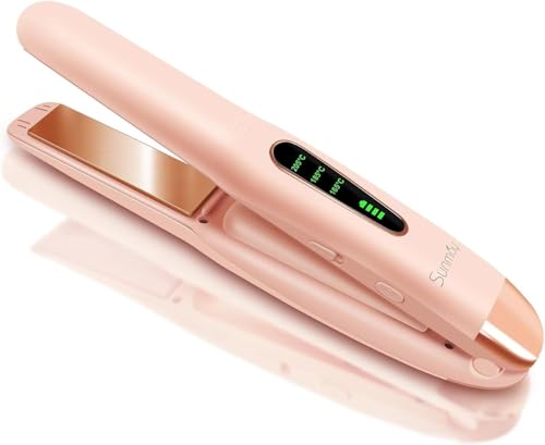 SUNMAY Cordless Hair Straightener, Titanium Portable Straightener for Travel, Dual Voltage Cordless Flat Iron Hair Straightener 2 in 1 with Comb & Clip for Women, Heat-up in Seconds, USB-C Fast Charge - Image 1