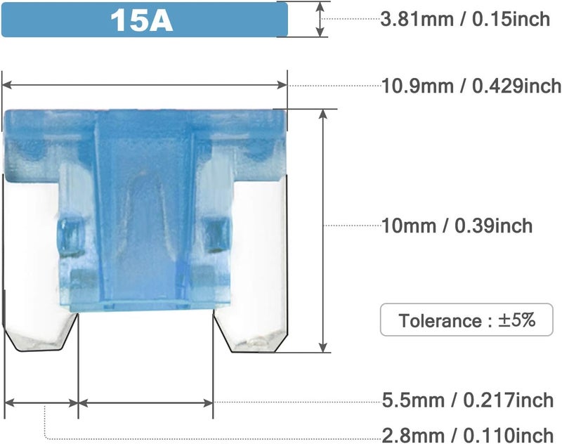 CHANZON 50Pcs 15A Low Profile Mini Micro Blade Fuse 15 Amp 32V Fast Blow Fuses for Automotive Car Truck Vehicle SUV - Image 2