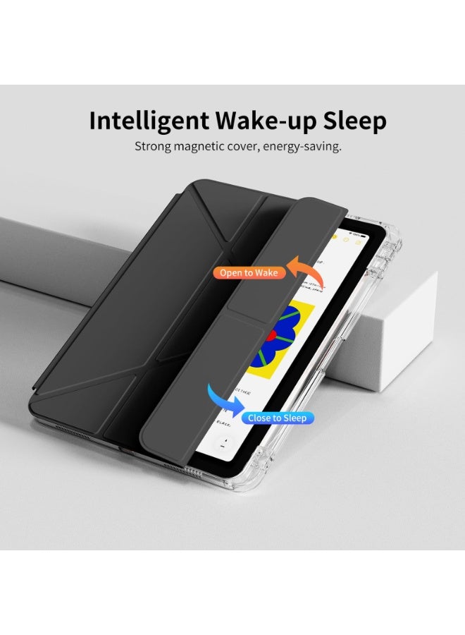 لـ iPad Air 13 بوصة (6th / 7th) (24/25) / iPad Pro 12.9 بوصة (22/21/20/18) غطاء القضية ، تصميم ثلاثي الطي على شكل Y ، زاوية متعددة ، غطاء اللوح الجلدي مع فتحة القلم ، إيقاظ / نوم تلقائي ، أسود - Image 4
