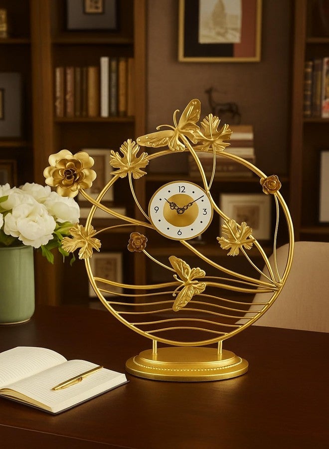 أبشنت ساعة طاولة أبشانت بتصميم فراشة، ساعة مكتب ورف مزخرفة، ساعة ريفية هادئة (AB-09) - Image 4