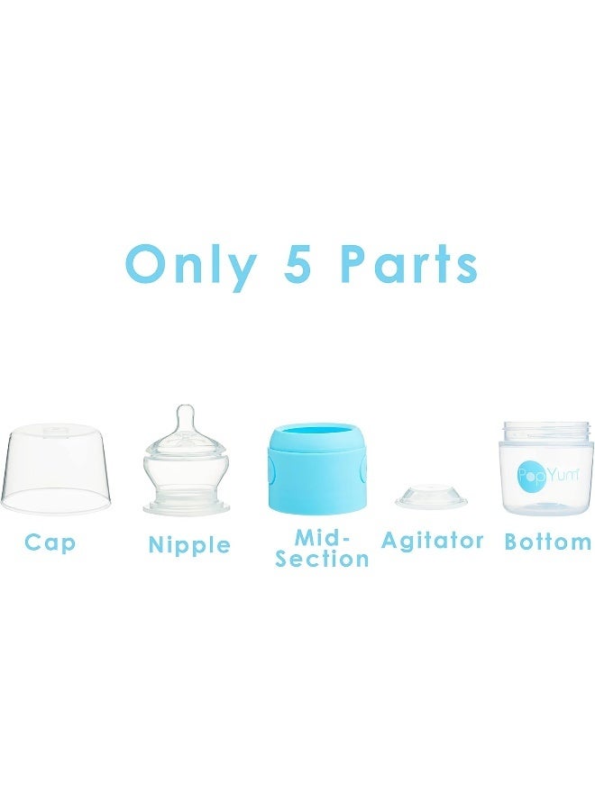 PopYum زجاجات الأطفال PopYum 150 مل زرقاء مضادة للمغص، مجموعة من 3 (مع حلمات رقم 1) - Image 5