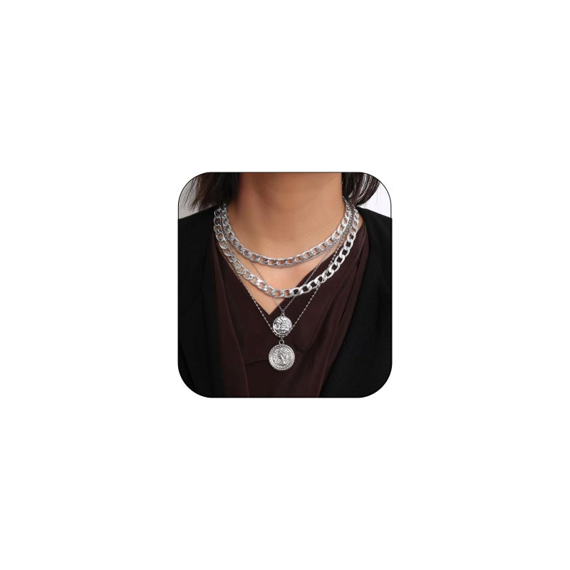 Csiyanjry99 Silver Coin Medallion Necklaces For Women Chunky Gold Pirate Necklace 80S Pirate Costume Jewelry Accessories - Image 1