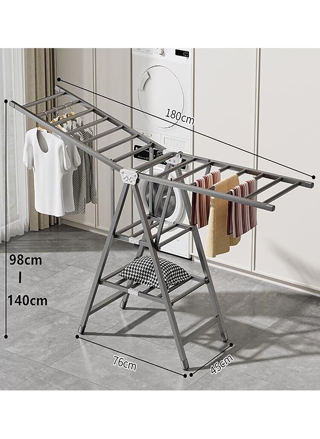 Beauenty - Stainless Steel Clothes Drying Rack 3 Tier Clothes Drying Rack Folding Clothes Rack Suitable for Indoor and Outdoor Drying Racks With Adjustable Height  With Wheels (Style 1) - Image 1