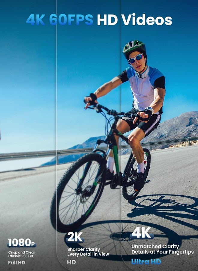 AKEEYO-710Pro EIS Bike Camera, 4K28FPS 20MP WiFi Action Camera with IP66 Ultra HD Waterproof Camera, 142° Wide Angle View with 64GB Card, Upgrade Anti-Shake Function with Night Vision,G-Sensor,GPS - Image 4