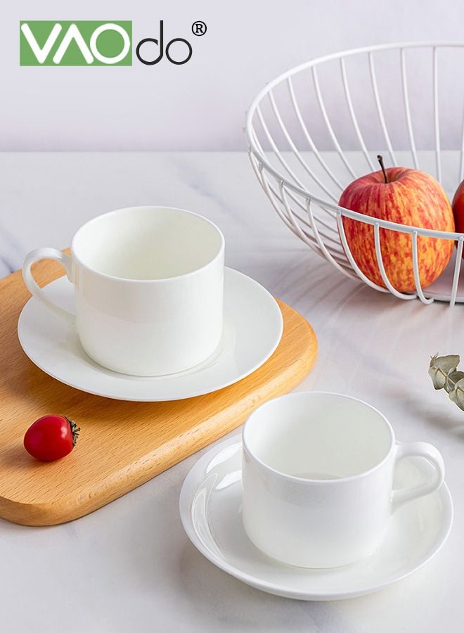4PCS Coffee Cups Set  150ML White Tea Cup Set Espresso Mug Cappuccino Cups British Coffee Cups Tea Cups and Saucers