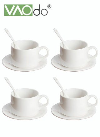 4PCS Coffee Cups Set  150ML White Tea Cup Set Espresso Mug Cappuccino Cups British Coffee Cups Tea Cups and Saucers - pzsku/Z48EAF1BA565CFDC3C44BZ/45/_/1678871125/b57979e8-0b7c-4830-9a52-3958c103b385
