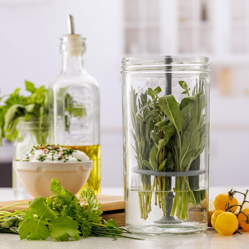 Kilner Herb Keeper Set | Keep Herbs Fresh for Up to 3 Weeks | 1L Wide Mouth Jar with Stainless Steel Lid & Silicone Lifter | Easy-to-Use for Home-Grown or Store-Bought Herbs | Recipe Booklet Included - Image 4