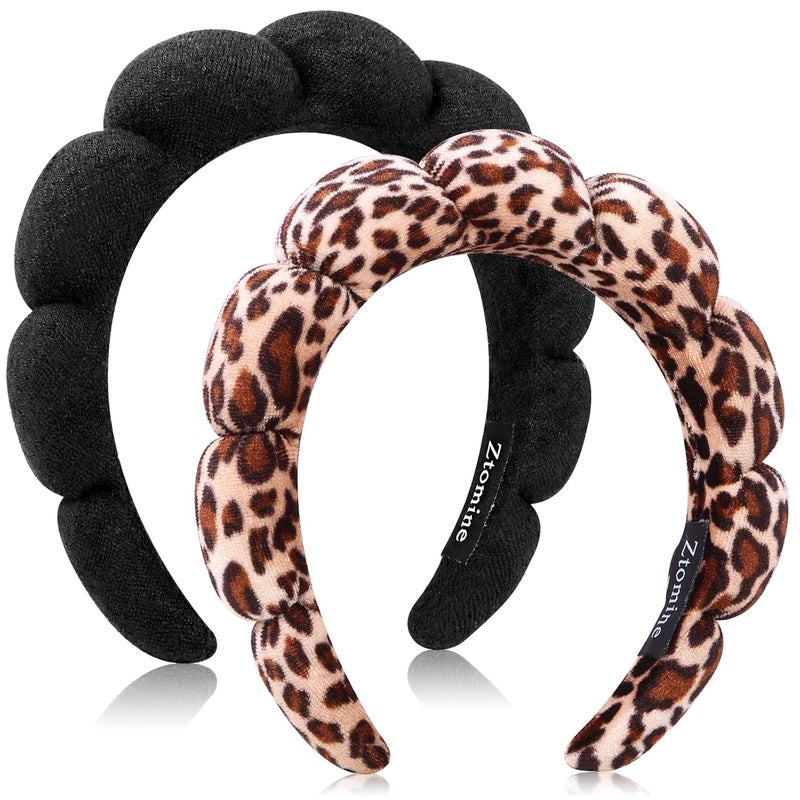 Ztomine Store Spa Headbands for Facial Skincare, Set of 2 Terry Cloth Headbands for Face Washing, Hair Mask, Skin Treatment - Image 1