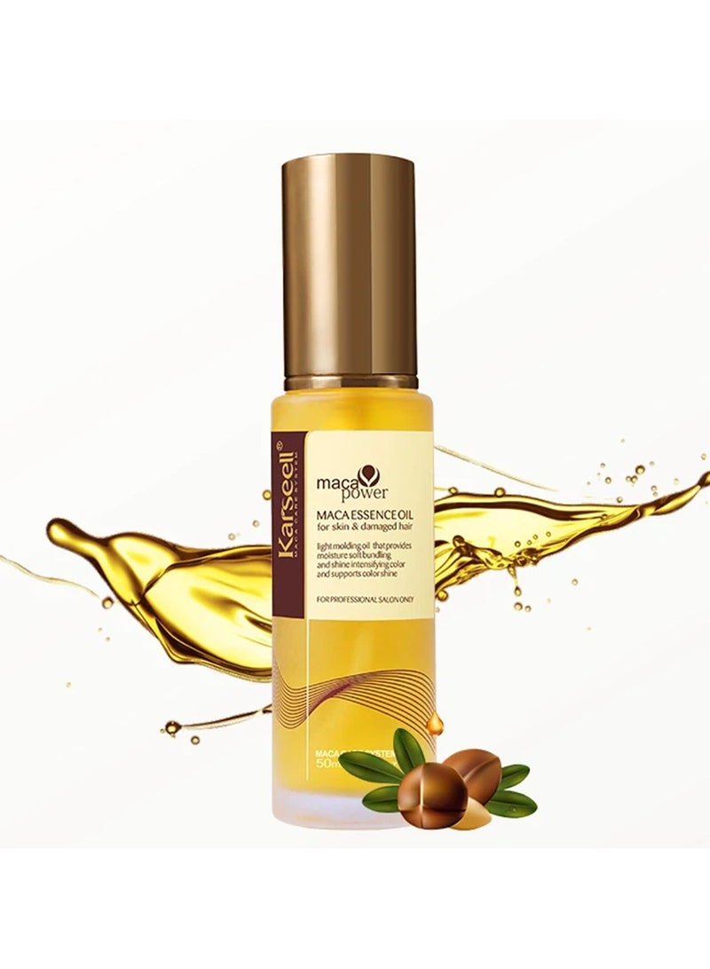Karseell زيت كارسيل للشعر زيت الأركان المغربي للشعر والبشرة، زيت الأركان بضغط بارد مع خلاصة الماكا للشعر الجاف التالف لجميع أنواع الشعر 50 مل - Image 3