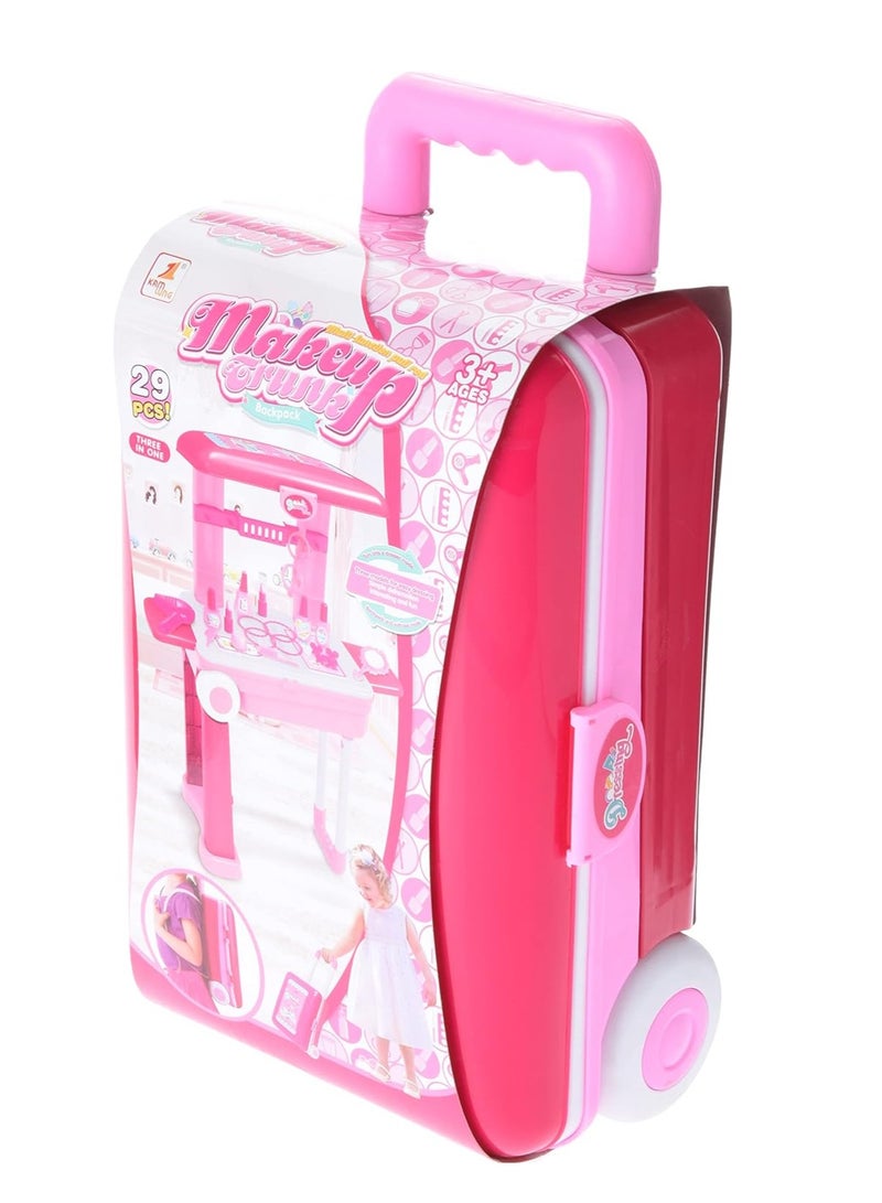 Kids Makeup Kit (29 Pcs) Play Luggage Bag Play Set Washable Makeup Set Toys for Girls Aged 3+ Play Set with Trolley Bag - Image 1